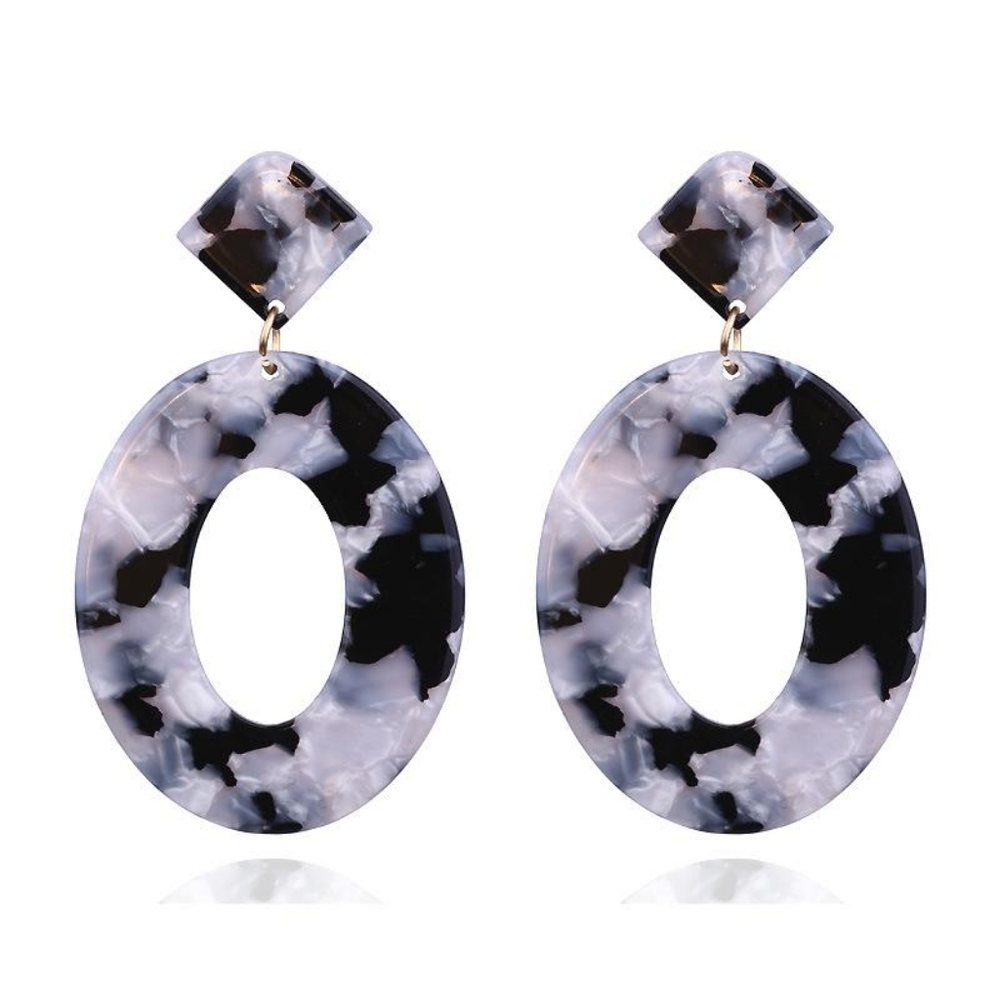 Gray Oval Earrings